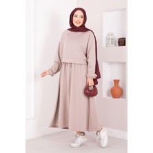 Yarasa Kol Crop Etek Tesettür Takım Taş