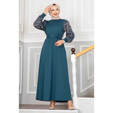 Md Tulipa Tesettür Elbise Petrol