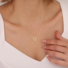 925 Ayar Gümüş Altın Kaplama Kalp Model Kolye