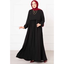 Pol Bolero Görünümlü Tesettür Elbise Siyah