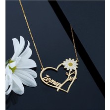 Kadın 925 Ayar Gümüş Kalp Papatya Kolye