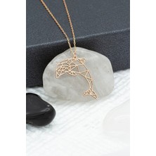 Kadın 925 Ayar Gümüş Origami Yunus Kolye