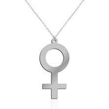 Sade Kadın Sembolü Beyaz Gümüş Kolye