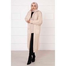 Mo Selanik Örgü İnci Detaylı Hırka Krem