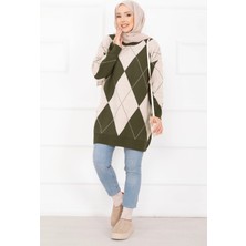 RAF Baklava Desen Triko Kazak Haki