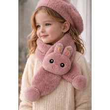 Selvira Kız Çocuk Peluş Tavşan Figürlü Atkı Boyunluk 2-12 Yaş – Yumuşak Dokulu, Sıcak Tutan Kışlık Atkı