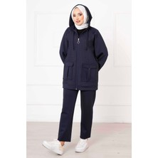 Md Kapüşonlu Kapitone İkili Takım Lacivert