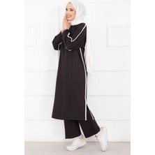 Azr Sportif Biye Detaylı Uzun Tesettür Takım Füme