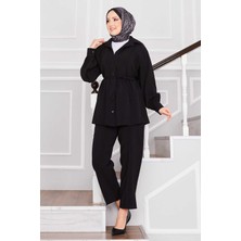 Md Punto Dikişli Gömlek ve Pantolon Takım Siyah