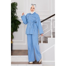 Md Ceket Pantolon Tesettür Kot Takım Açık Mavi