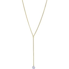 Klips Toptan Zarif Ince Zincir Tek Taş Kolye