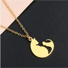 925 Ayar Gümüş Anne Yavru Kedi Kolye