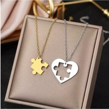 925 Ayar Gümüş Çift Birbirini Tamamlayan Yapboz Kolye