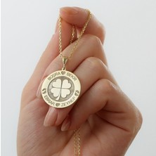 Kadın 925 Ayar Gümüş Dört Yonca Isimli Plaka Kolye