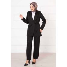 HP Yandan Bağlamalı Ceket Takım Siyah