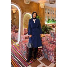 Md Kuşak Detaylı Omuz Apoletli Trençkot Lacivert