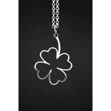 Kalp'li Yonca Model Gümüş Kolye