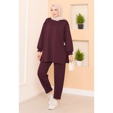 Md Asimetrik Yırtmaçlı Arma Detaylı Oyşo İkili Takım Bordo