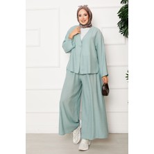 Md Tek Düğme Detaylı Salaş İkili Takım Mint