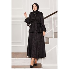 Md Seyyar Kuşaklı Beli Büzgülü Jakar Ikili Takım Siyah