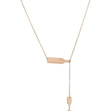 925 Ayar Gümüş Minimal Şarap Kolye