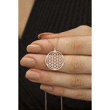 Kadın 925 Ayar Gümüş Yaşam Çiçeği Rose Kolye