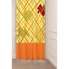 Greendecor Geometrik Çizgi Şekiller Özel Tasarım Desenli Dijital Baskılı (Tek Kanat) Modern Şık Fon Perde
