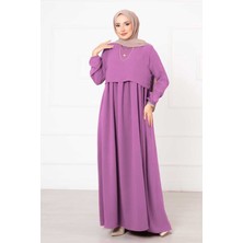 Pol Bolero Görünümlü Tesettür Elbise Pudra