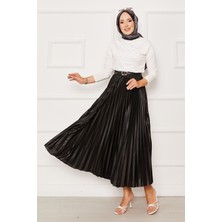 Cvn Piliseli Beli Lastikli Etek Siyah