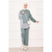 Cvn Önü Asimetrik Çizgi Garnili İkili Takım Mint