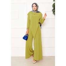 Ozk Önü Asimetrik Detaylı Sandy İkili Takım Yağ Yeşil