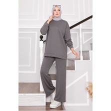 Md Pırıltılı Bisiklet Yaka İkili Takım Gri