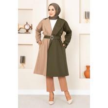 Çift Renkli Trençkot 100MD-10016 Haki