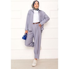 Md Rahat Kalıp Şalvar Pantolonlu Takım Gri