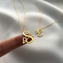 Kadın 925 Ayar Gümüş Altın Kaplama Kişiye Özel Kelebekli Harf Kolye