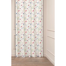 Greendecor Çiçekler Yaprak Kare Geometrik Çizgiler Desenli Özel Tasarım Dijital Baskılı (Tek Kanat) Fon Perde