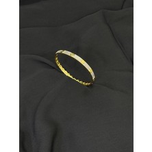 14K Gold Renk Kaplama cm Zirkon Cartier Vidalı Kelepçe Bileklik