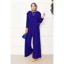 Ozk Önü Asimetrik Detaylı Sandy İkili Takım Saks