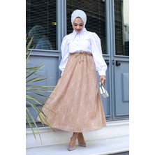 Md Balon Kol Tesettür İkili Takım Bej - Hasır Kemer Hediyeli