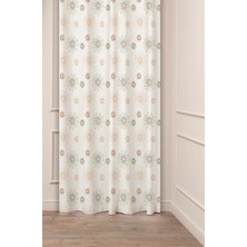 Greendecor Çiçekler Yaprak Çizgili Bohem Desenli Özel Tasarım Dijital Baskılı (Tek Kanat) Modern Şık Fon Perde