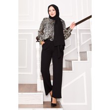 MDS Cep Detaylı Pileli Palazzo Pantolon Siyah