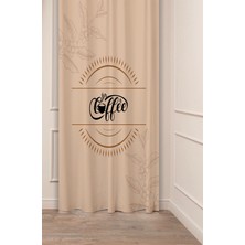 Greendecor Coffe Time Espresso Latte Kahve Zamanı Bohem Desenli Özel Tasarım Dijital Baskılı Şık Tarz Fon Perde