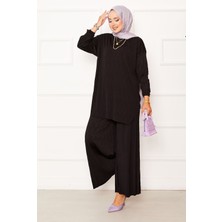 Ozk Kraş Desen Sandy İkili Takım Siyah