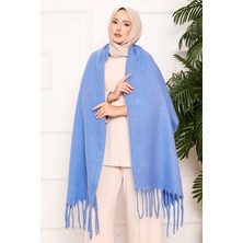 Püsküllü Omuz Şalı Indigo