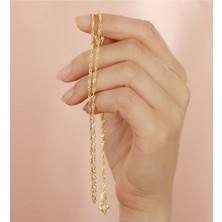 925 Ayar Gümüş 24 Ayar Altın Kaplama 45 cm Singapur Zincir