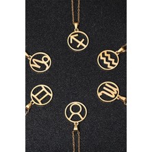 Kadın 925 Ayar Gümüş Burç Kolye Altın Kaplama