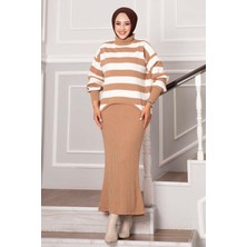 Mo Geniş Çizgili Croplu Elbise TEN