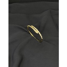 14K Gold Renk Kaplama cm Zirkon Yılan Kelepçe Bileklik