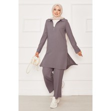 Sm Yarım Fermuar Detaylı İkili Takım Vizon