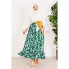 ZMR Geometrik Desen Etek Zümrüt